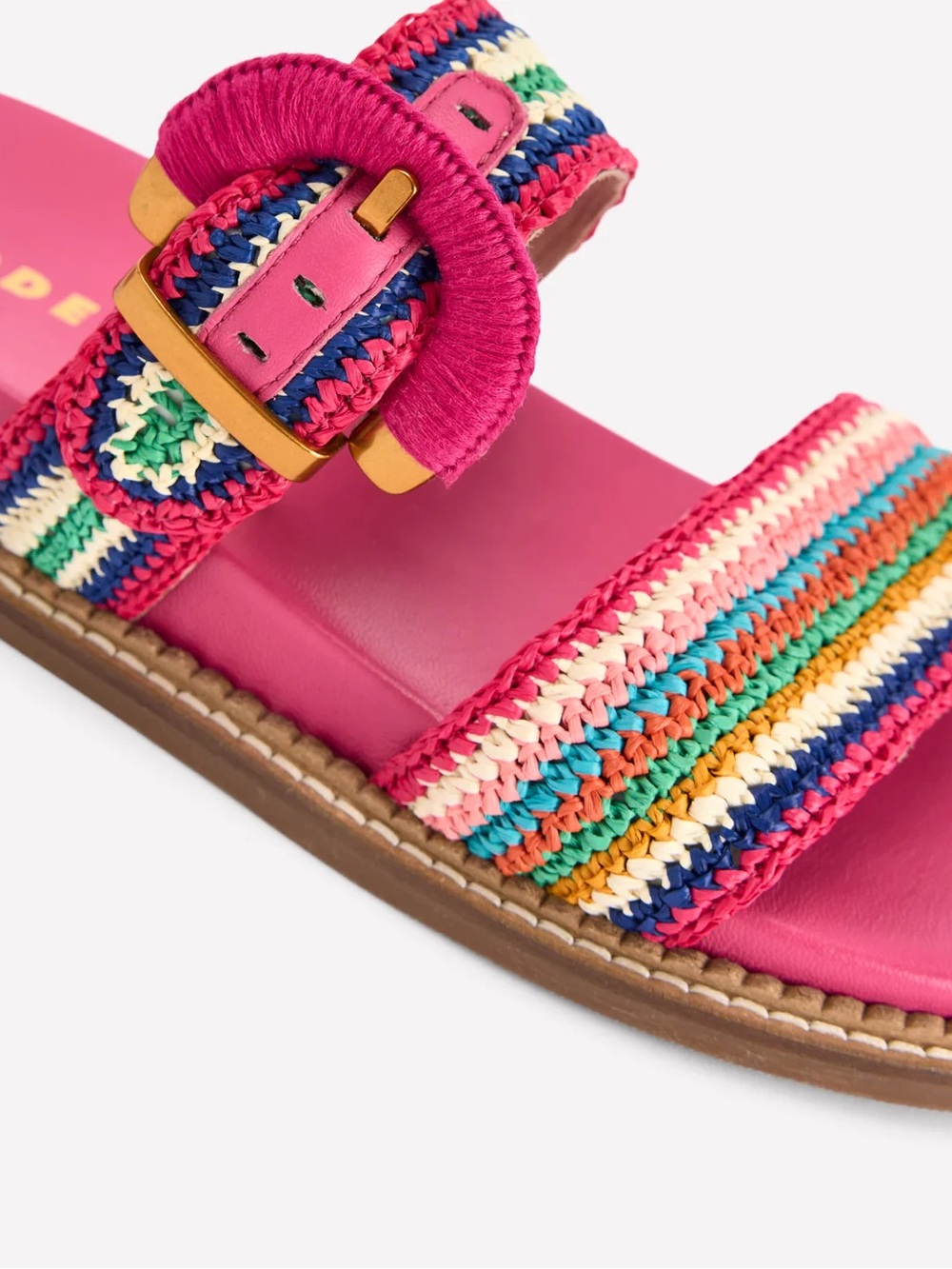 Boden Pink Multicolor Woven Buckle Slide Sandals - Picture 4 of 7